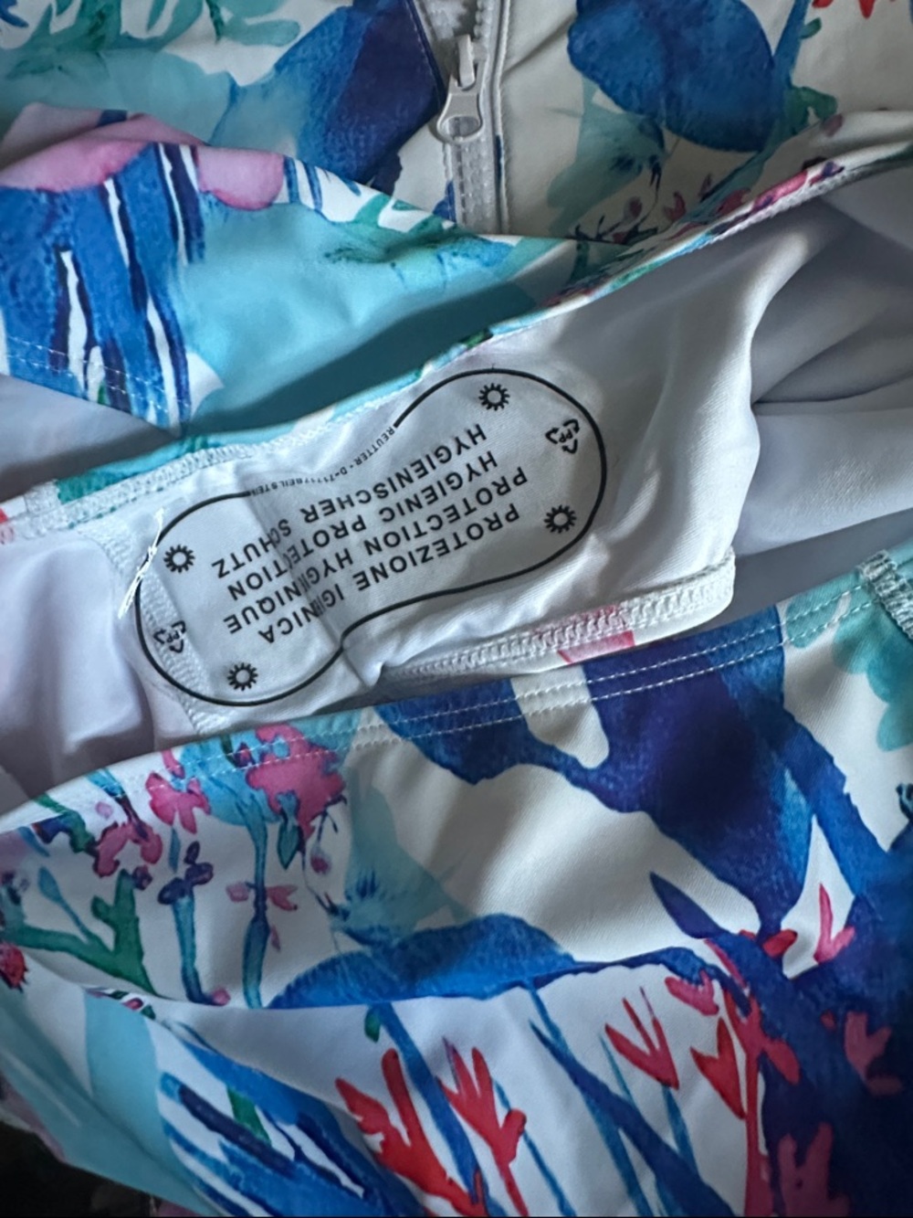 Floral Long-Sleeve Zip Front One-Piece Swimsuit XL NWOT - Picture 4 of 6